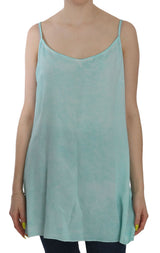 Blouse-robe trapèze bleue sans manches à fines bretelles d'Ermanno Scervino