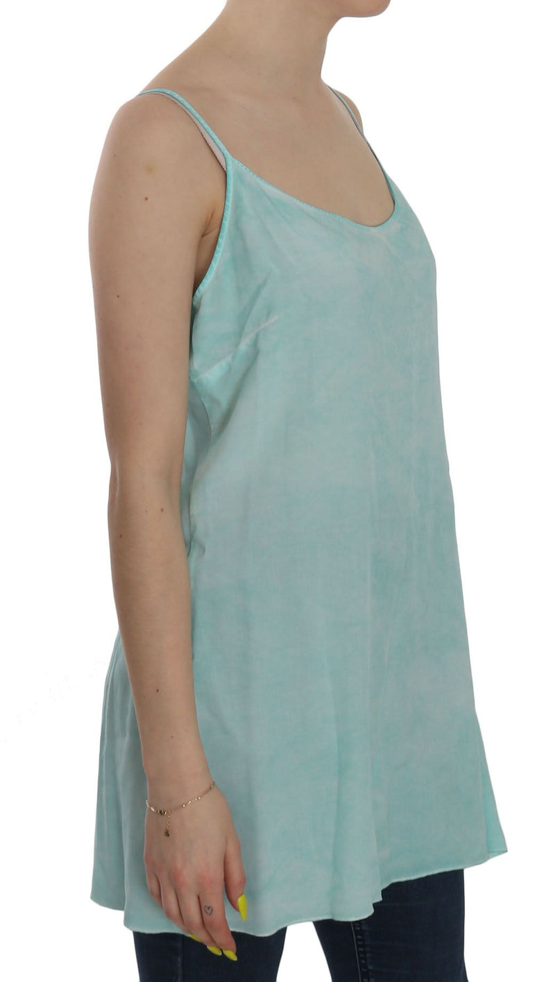 Blouse-robe trapèze bleue sans manches à fines bretelles d'Ermanno Scervino