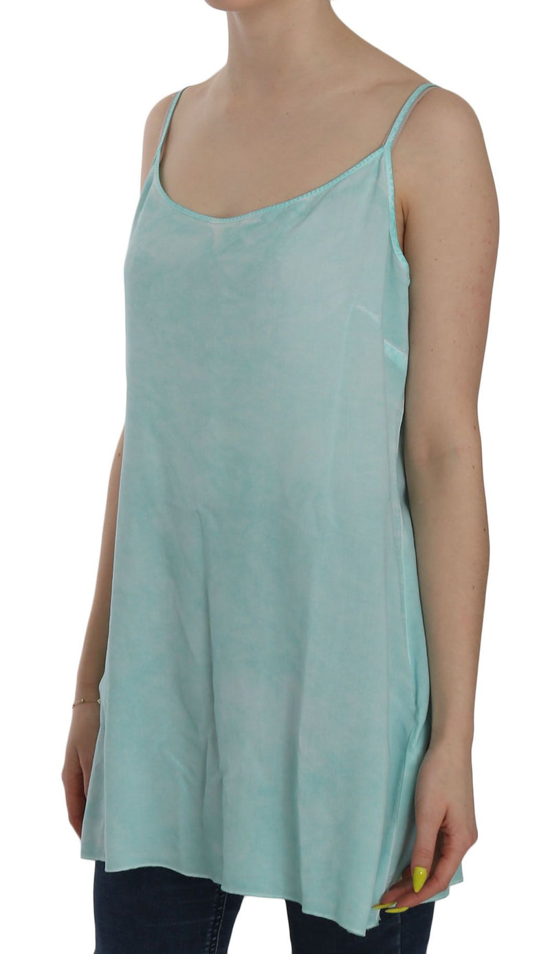Blouse-robe trapèze bleue sans manches à fines bretelles d'Ermanno Scervino