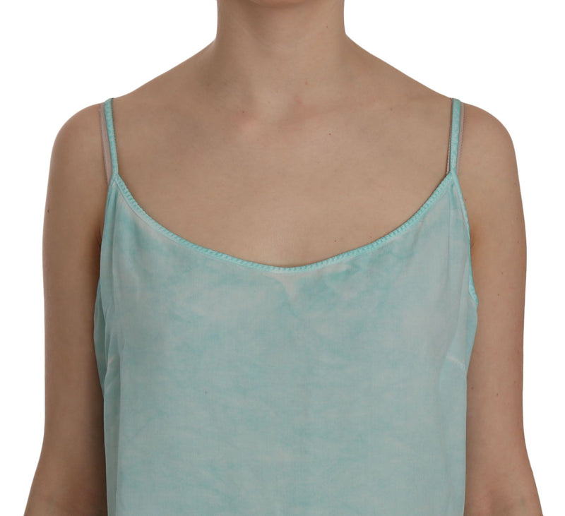 Blouse-robe trapèze bleue sans manches à fines bretelles d'Ermanno Scervino