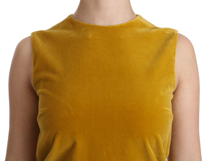 Mini-robe trapèze en velours extensible couleur moutarde de Dolce &amp; Gabbana