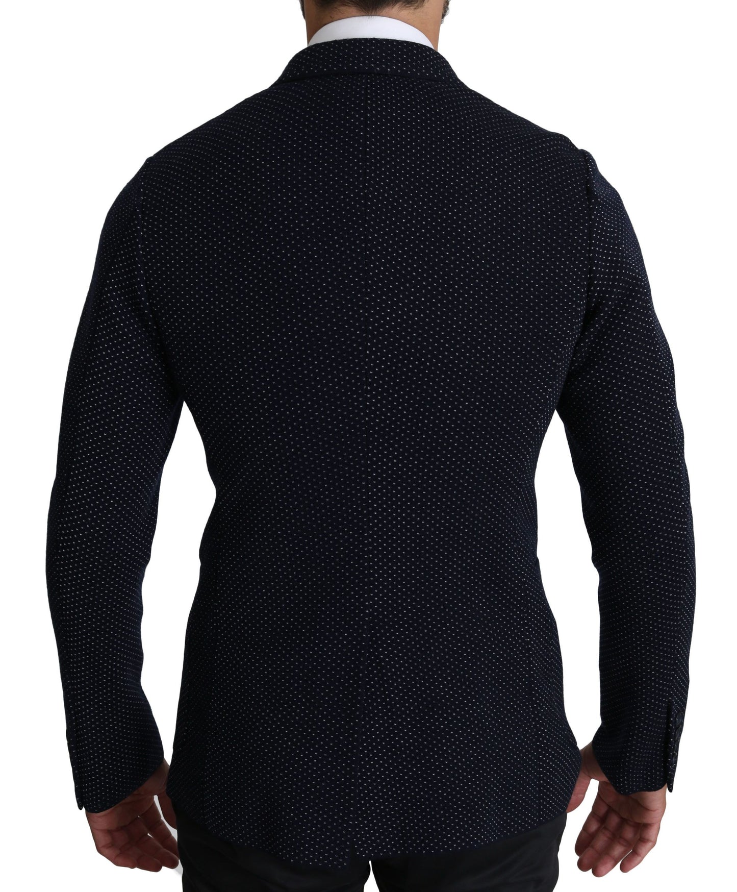 Dolce &amp; Gabbana Blazer-manteau à double boutonnage bleu foncé à pois
