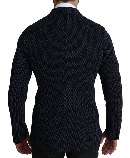 Dolce &amp; Gabbana Blazer-manteau à double boutonnage bleu foncé à pois
