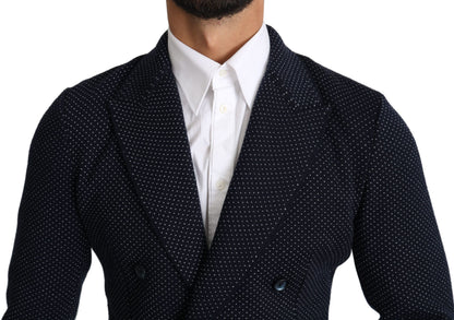 Dolce &amp; Gabbana Blazer-manteau à double boutonnage bleu foncé à pois