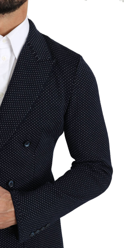 Dolce &amp; Gabbana Blazer-manteau à double boutonnage bleu foncé à pois