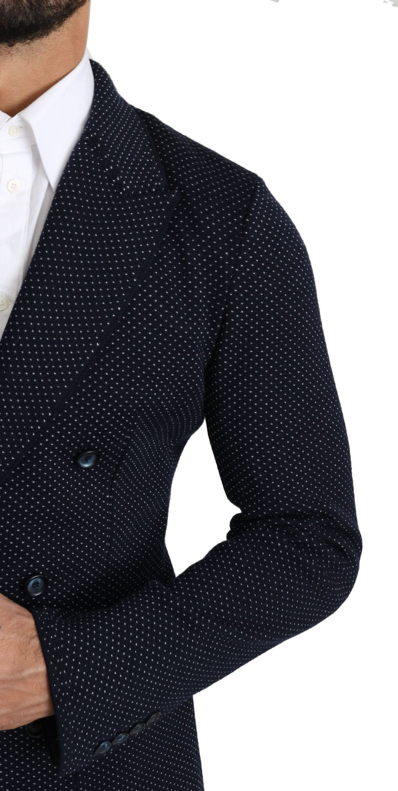 Dolce &amp; Gabbana Blazer-manteau à double boutonnage bleu foncé à pois