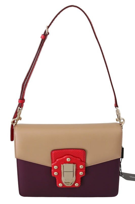 Sac à bandoulière Dolce &amp; Gabbana en cuir violet beige rouge