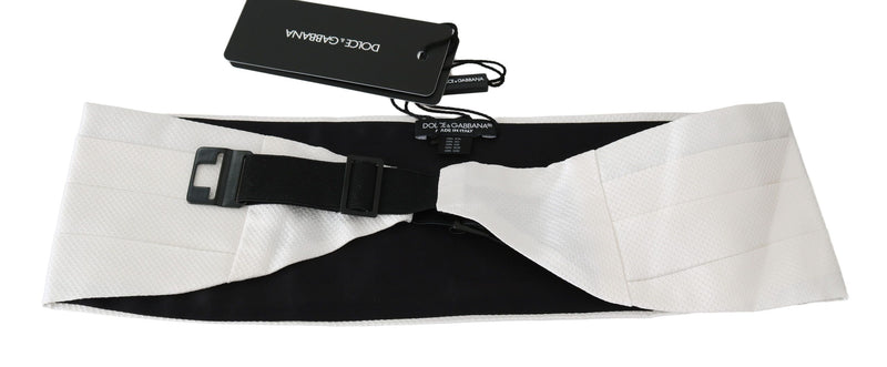 Dolce & Gabbana White Men Waist Belt - 100% Silk Cummerbund