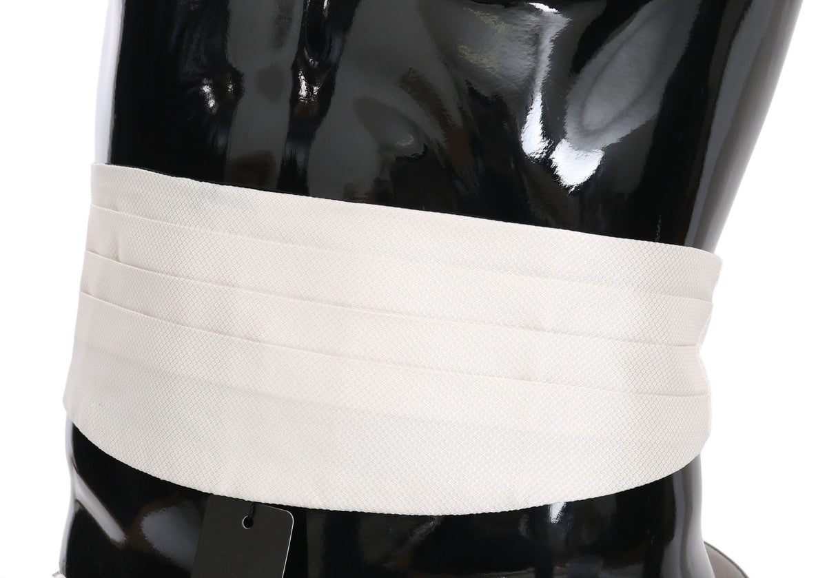 Ceinture homme Dolce &amp; Gabbana blanche 100 % soie