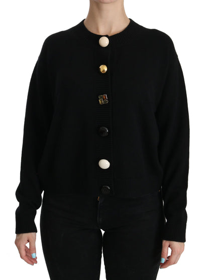 Pull cardigan noir à boutons décoratifs de Dolce &amp; Gabbana