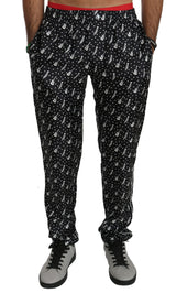 Pantalon en soie noir à motif d'instruments de musique de Dolce &amp; Gabbana
