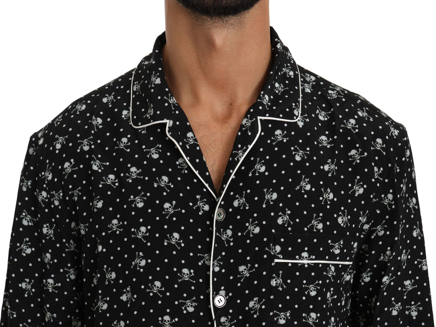 Chemise de nuit en soie Dolce &amp; Gabbana à imprimé tête de mort noire