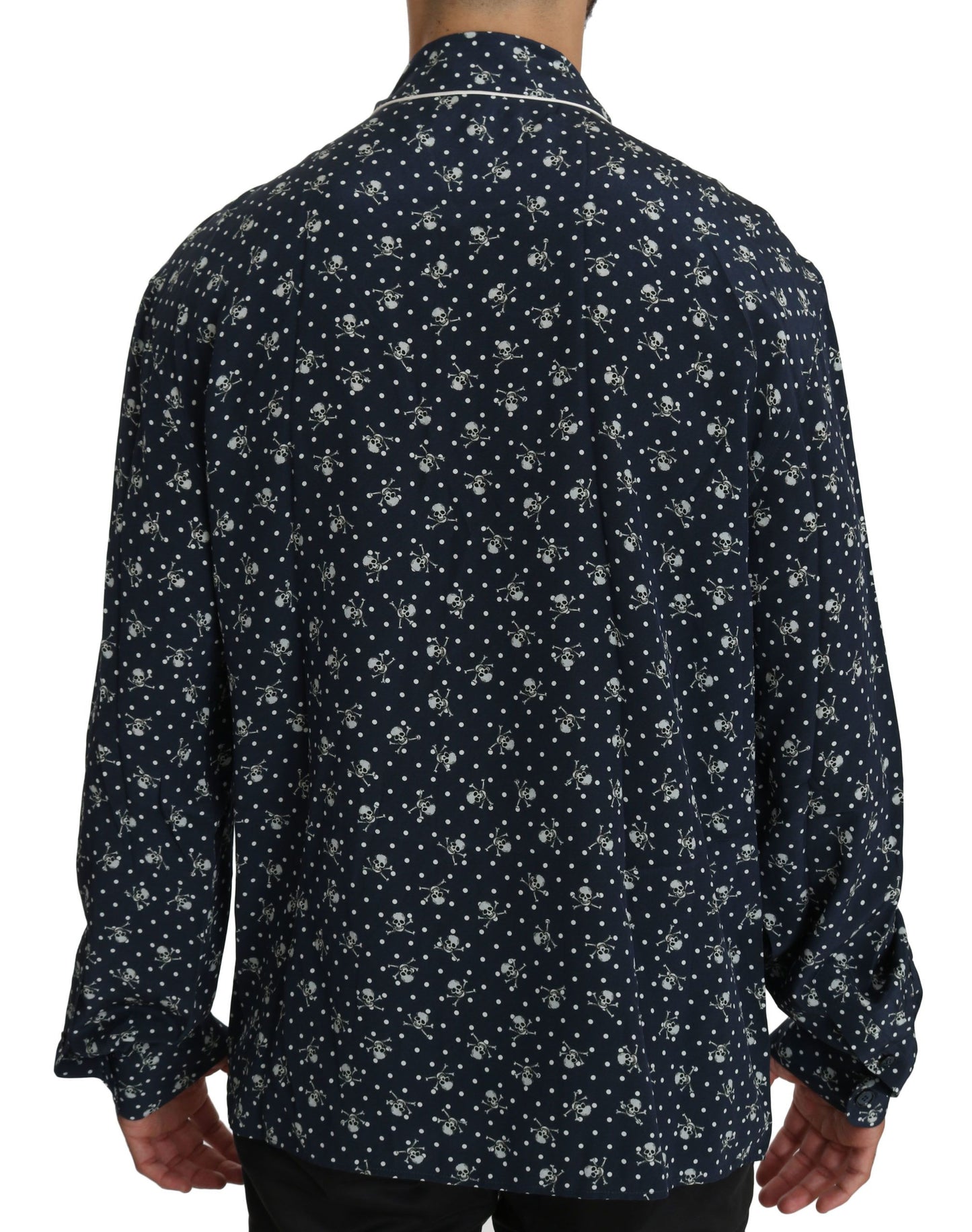 Chemise de nuit en soie Dolce &amp; Gabbana à imprimé bleu du crâne