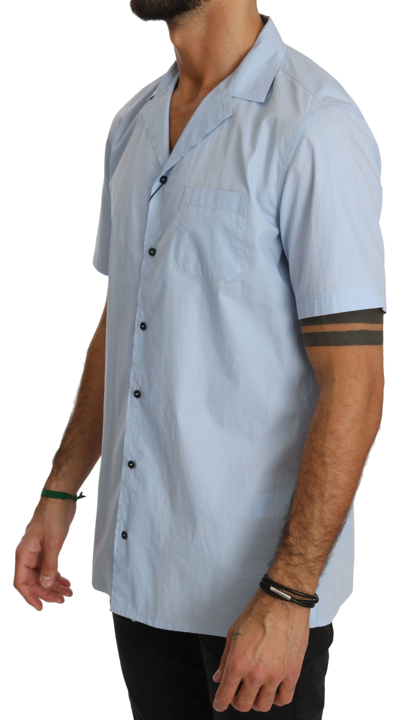Chemise Dolce &amp; Gabbana bleu à manches courtes en 100% coton