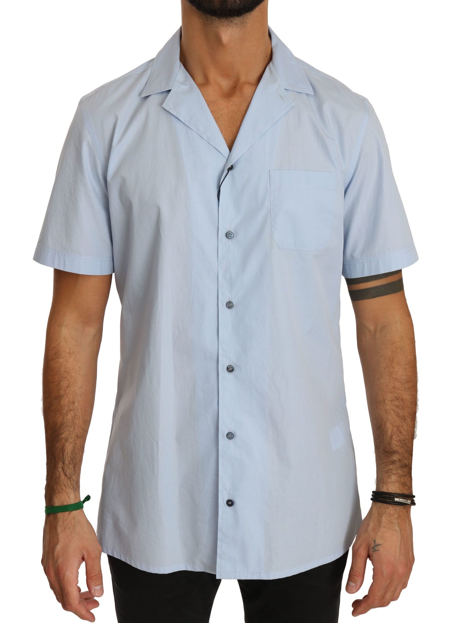 Chemise Dolce &amp; Gabbana bleu à manches courtes en 100% coton