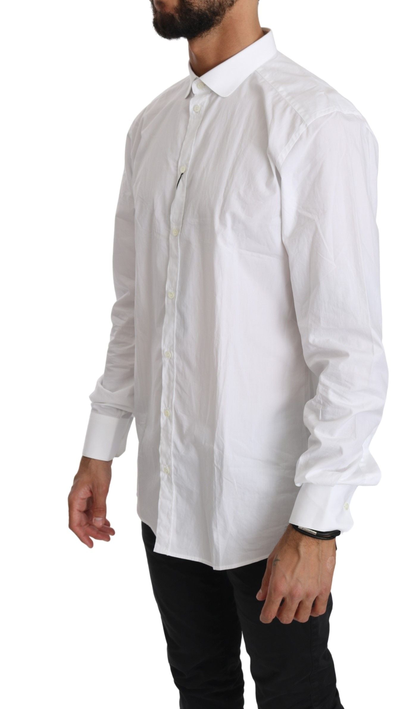 Chemise à manches longues en coton blanc Dolce &amp; Gabbana
