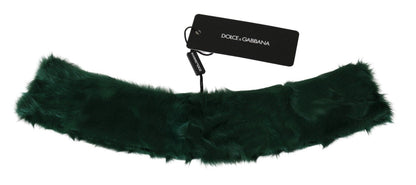 Dolce &amp; Gabbana Groene Bontkraag Wikkel Lamsvel Sjaal