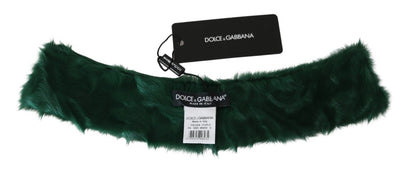 Dolce &amp; Gabbana Groene Bontkraag Wikkel Lamsvel Sjaal