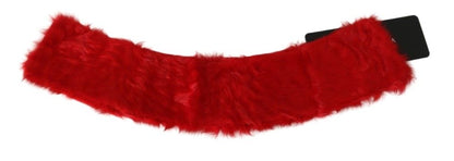 Écharpe en cuir d'agneau à col en fourrure rouge Dolce &amp; Gabbana