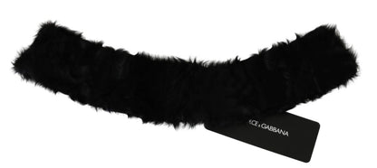 Écharpe en cuir d'agneau à col en fourrure noire Dolce &amp; Gabbana