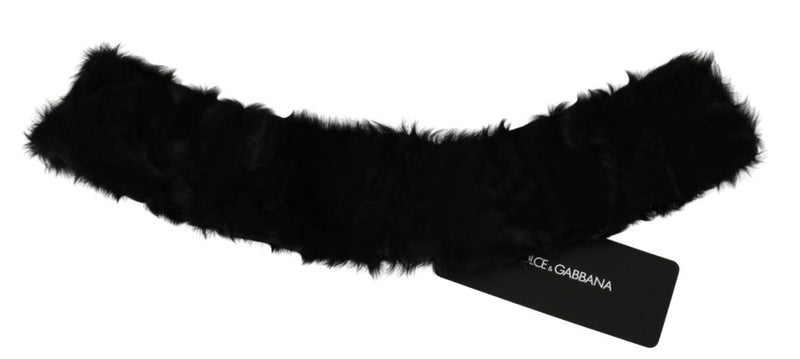 Écharpe en cuir d'agneau à col en fourrure noire Dolce &amp; Gabbana