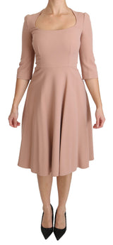 Robe en viscose rose à manches 3/4 et ligne A de Dolce &amp; Gabbana