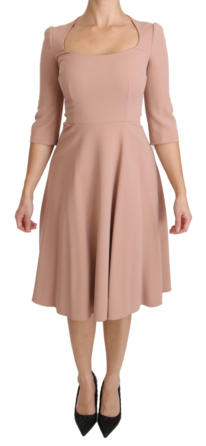 Robe en viscose rose à manches 3/4 et ligne A de Dolce &amp; Gabbana