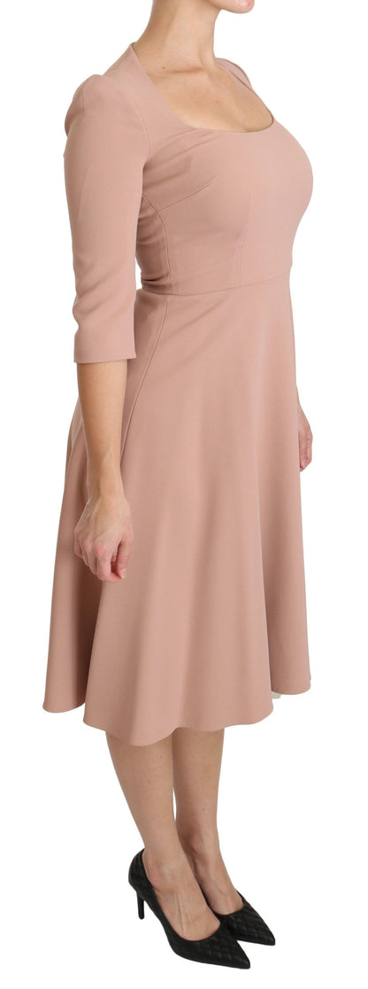 Robe en viscose rose à manches 3/4 et ligne A de Dolce &amp; Gabbana