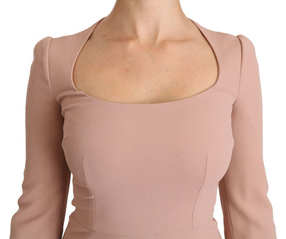 Robe en viscose rose à manches 3/4 et ligne A de Dolce &amp; Gabbana