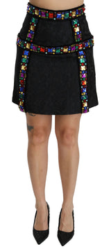 Jupe taille haute noire Dolce &amp; Gabbana ornée de cristaux