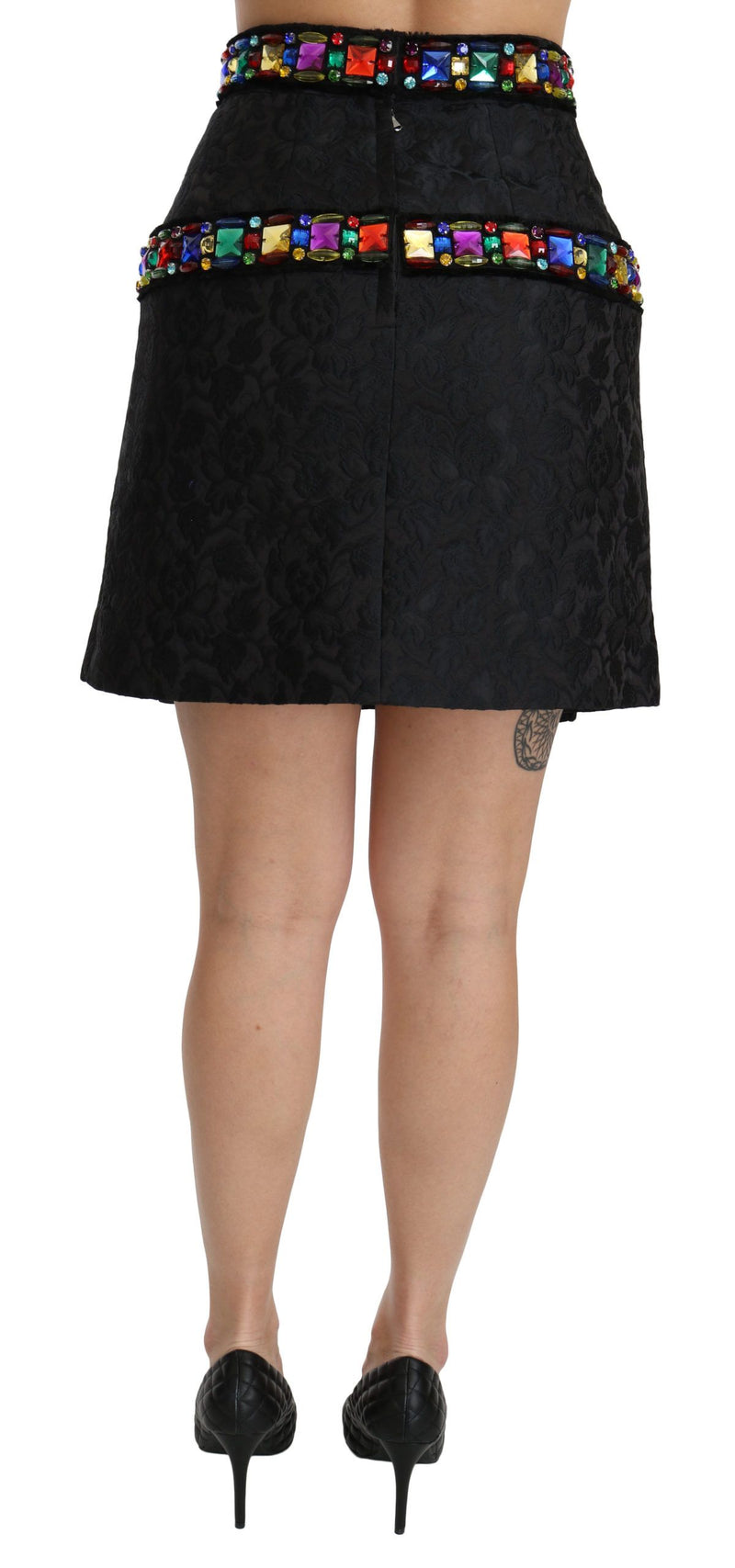 Jupe taille haute noire Dolce &amp; Gabbana ornée de cristaux