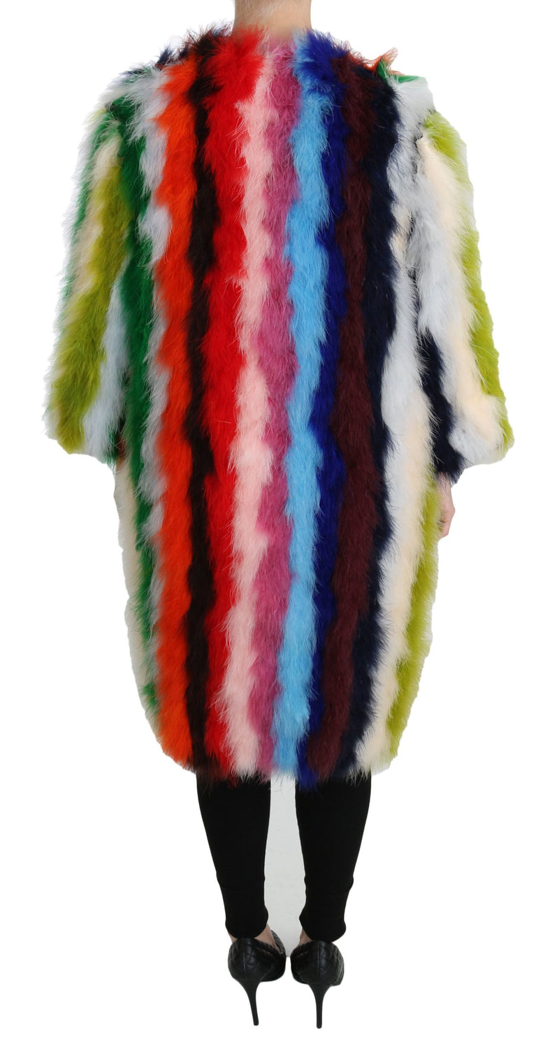 Manteau en fourrure à plumes de dinde multicolores Dolce &amp; Gabbana