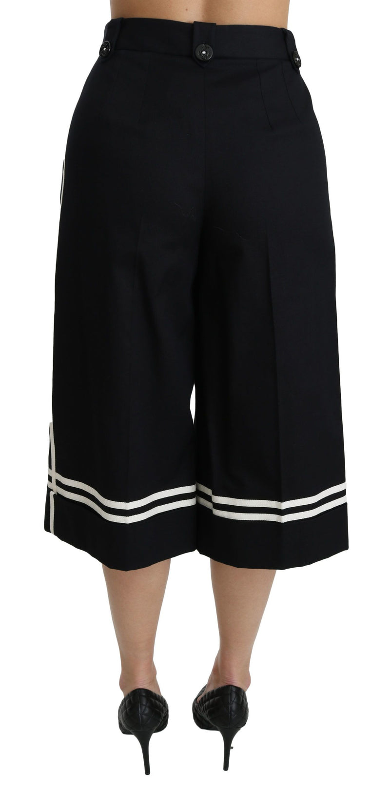 Pantalon palazzo court Dolce &amp; Gabbana noir orné de citron