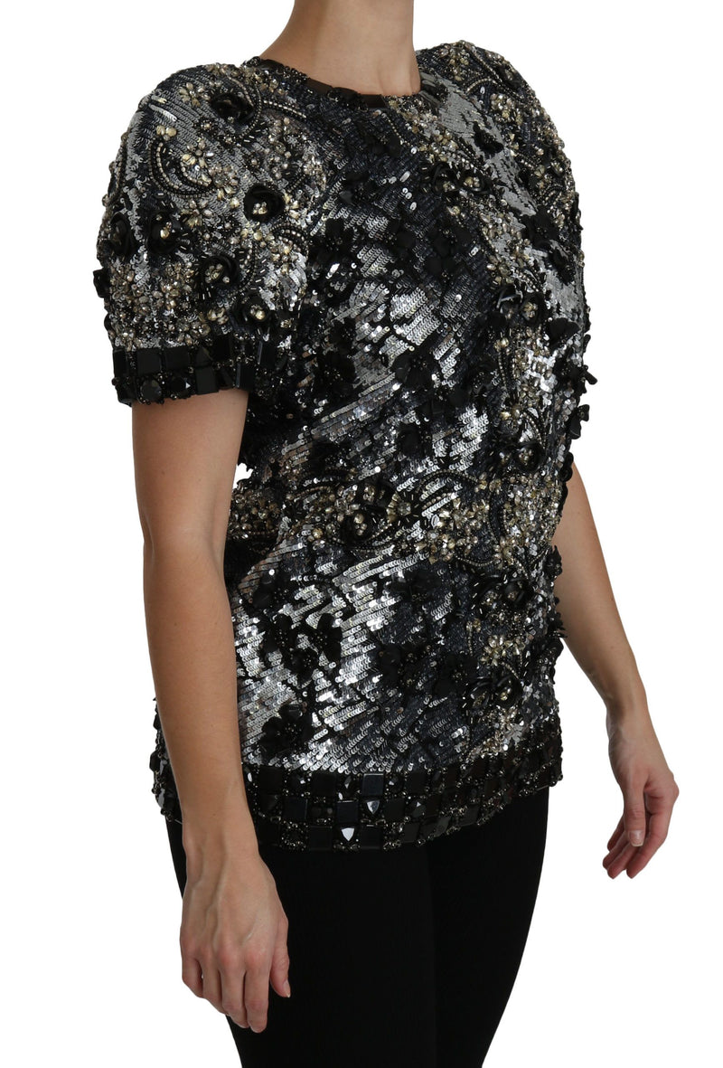 Chemisier Dolce &amp; Gabbana noir à sequins et cristaux