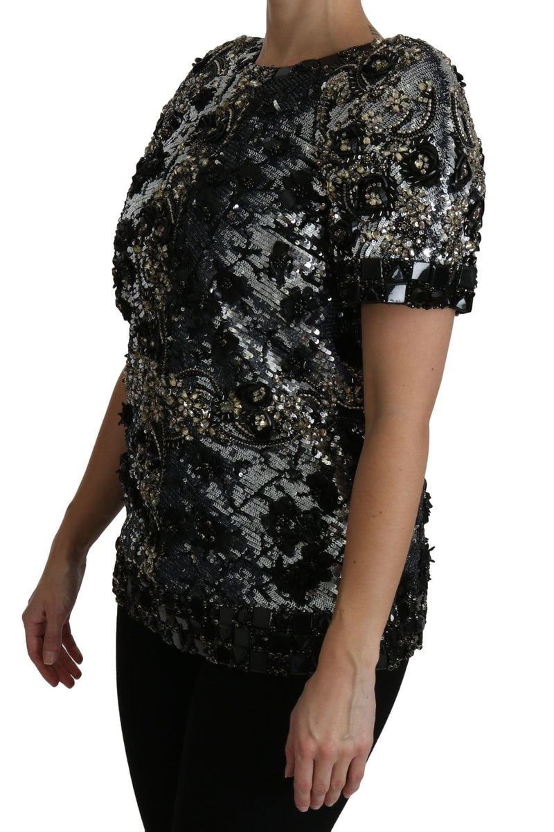 Chemisier Dolce &amp; Gabbana noir à sequins et cristaux