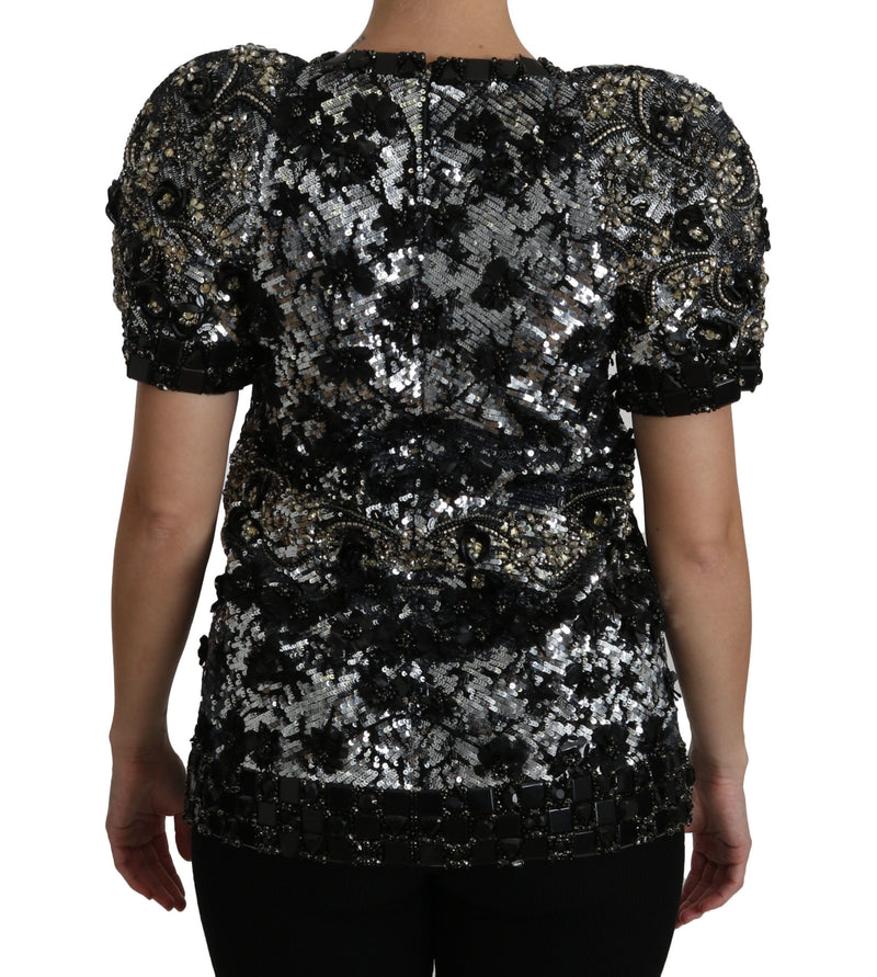 Chemisier Dolce &amp; Gabbana noir à sequins et cristaux