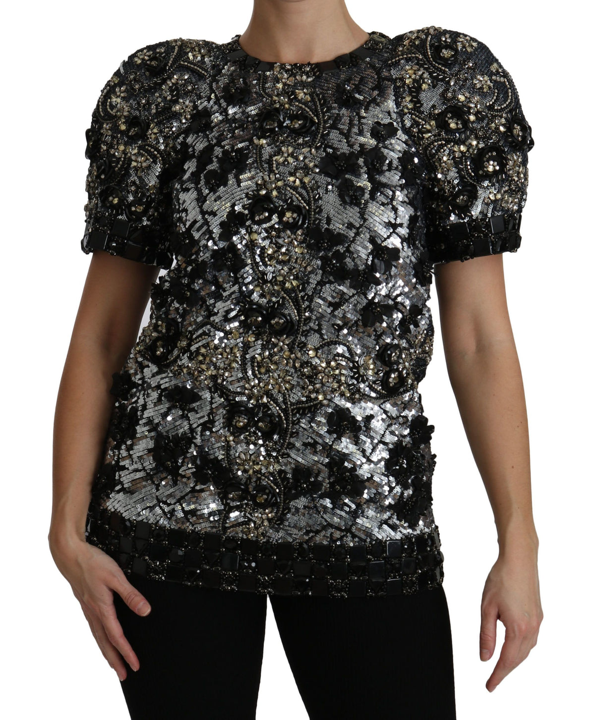 Chemisier Dolce &amp; Gabbana noir à sequins et cristaux
