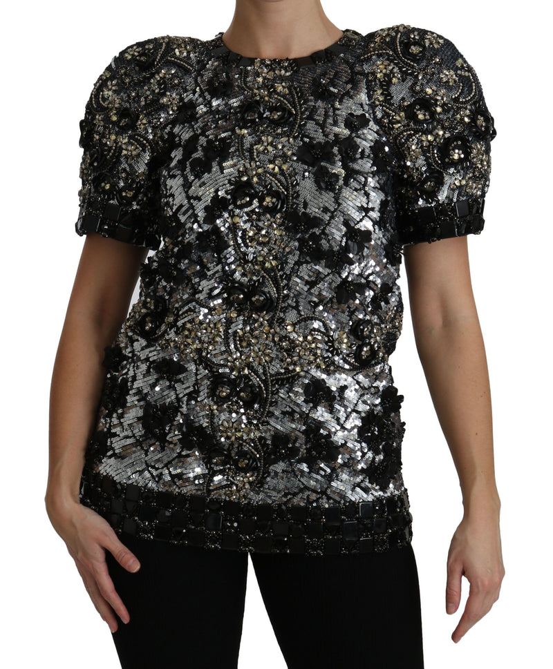Chemisier Dolce &amp; Gabbana noir à sequins et cristaux