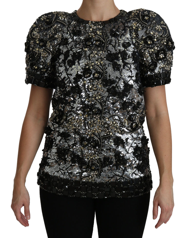Chemisier Dolce &amp; Gabbana noir à sequins et cristaux