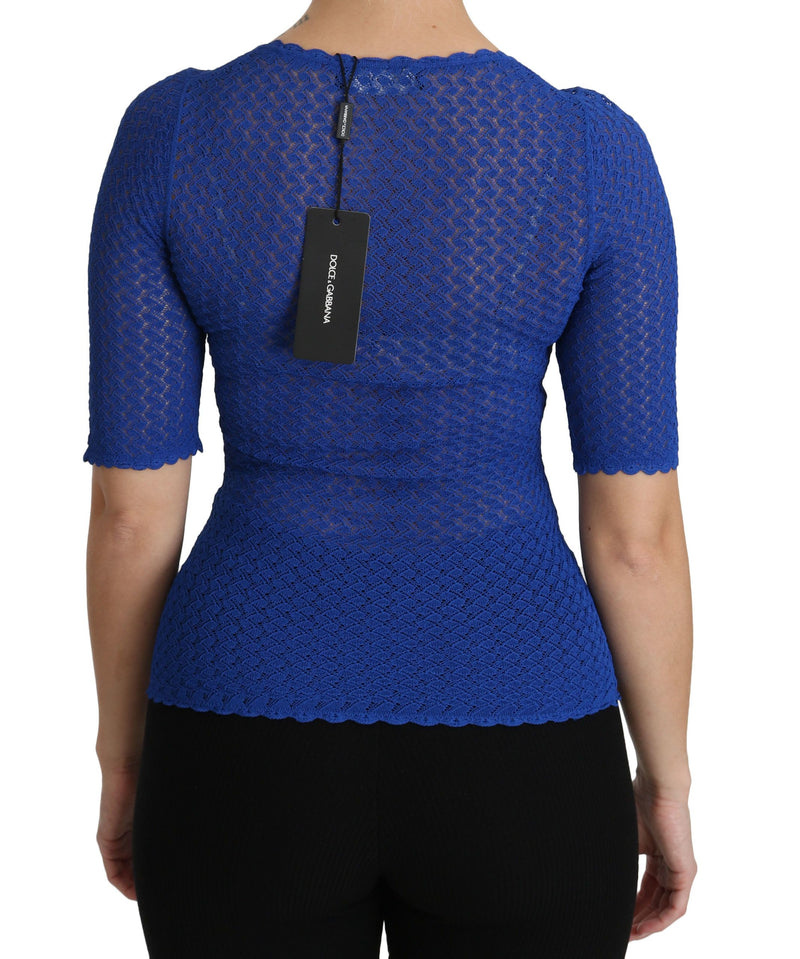 Chemisier Dolce &amp; Gabbana bleu transparent à col rond en viscose