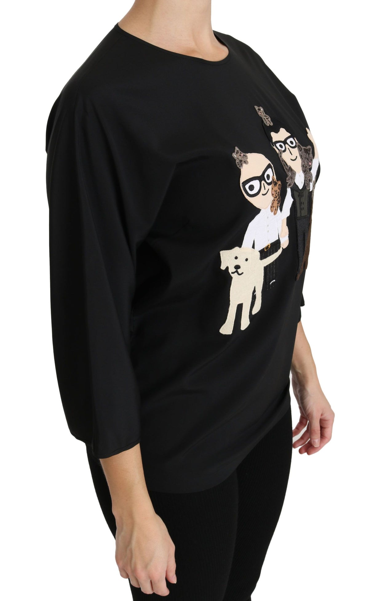Dolce &amp; Gabbana Haut T-shirt en soie noir #dgfamily