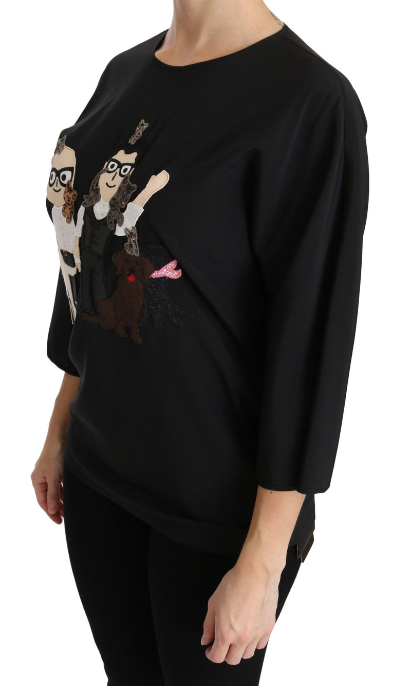 Dolce &amp; Gabbana Haut T-shirt en soie noir #dgfamily