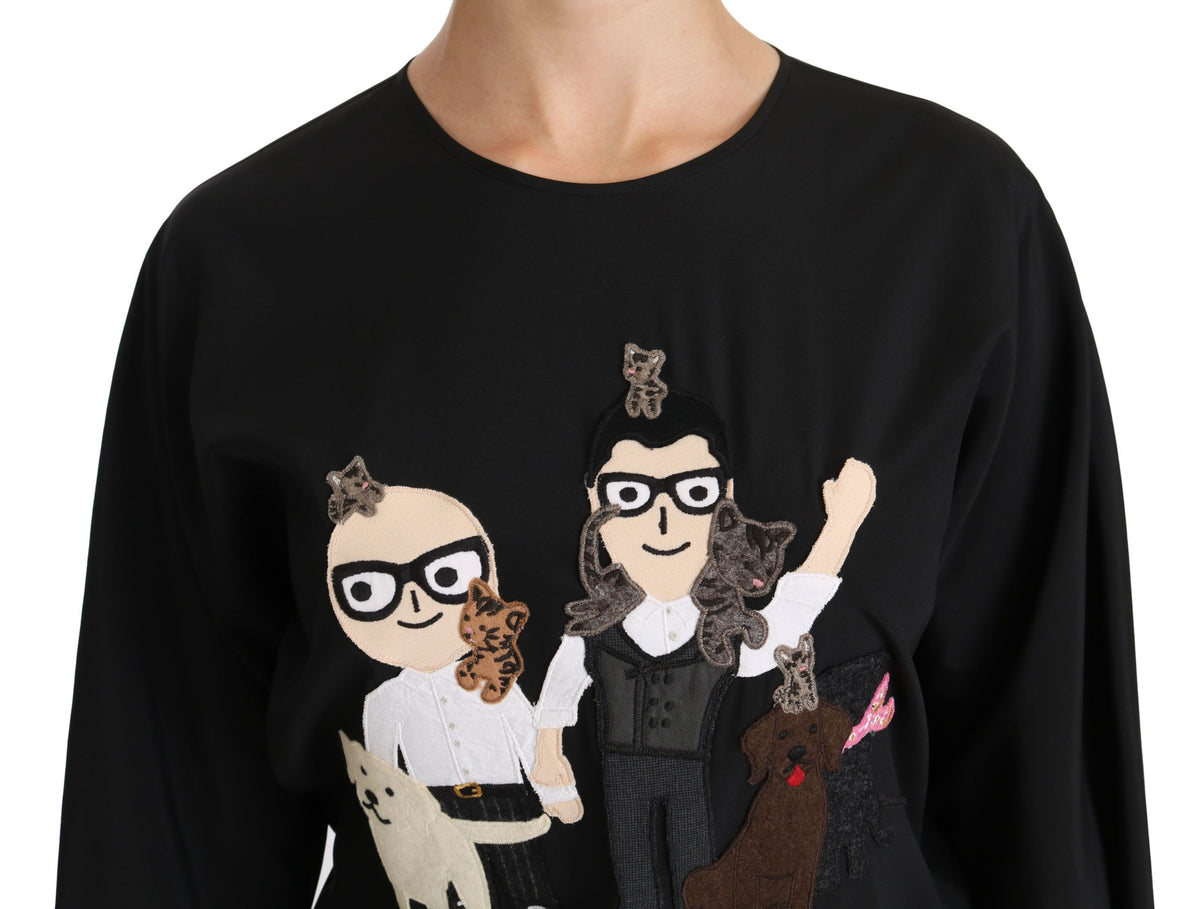Dolce &amp; Gabbana Haut T-shirt en soie noir #dgfamily