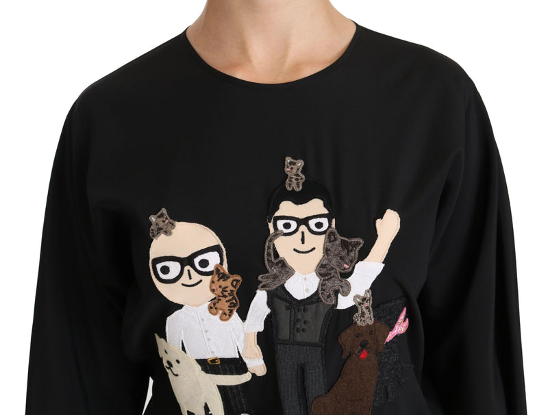 Dolce &amp; Gabbana Haut T-shirt en soie noir #dgfamily