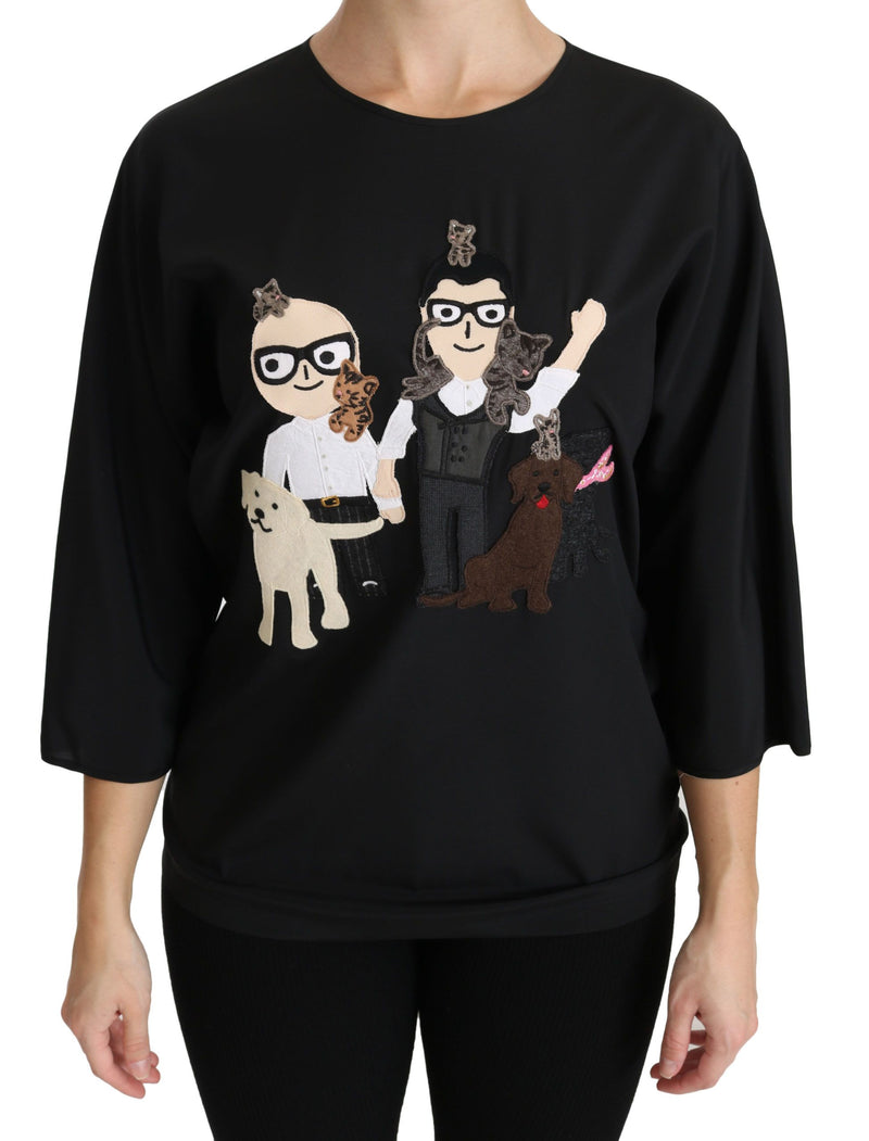 Dolce &amp; Gabbana Haut T-shirt en soie noir #dgfamily