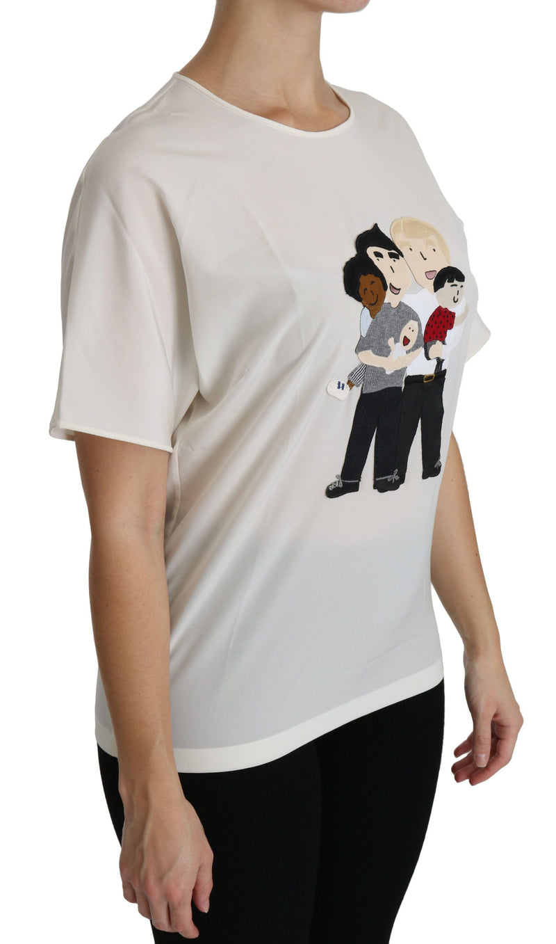 Blouse blanche à manches courtes Dolce &amp; Gabbana avec patch #dgfamily