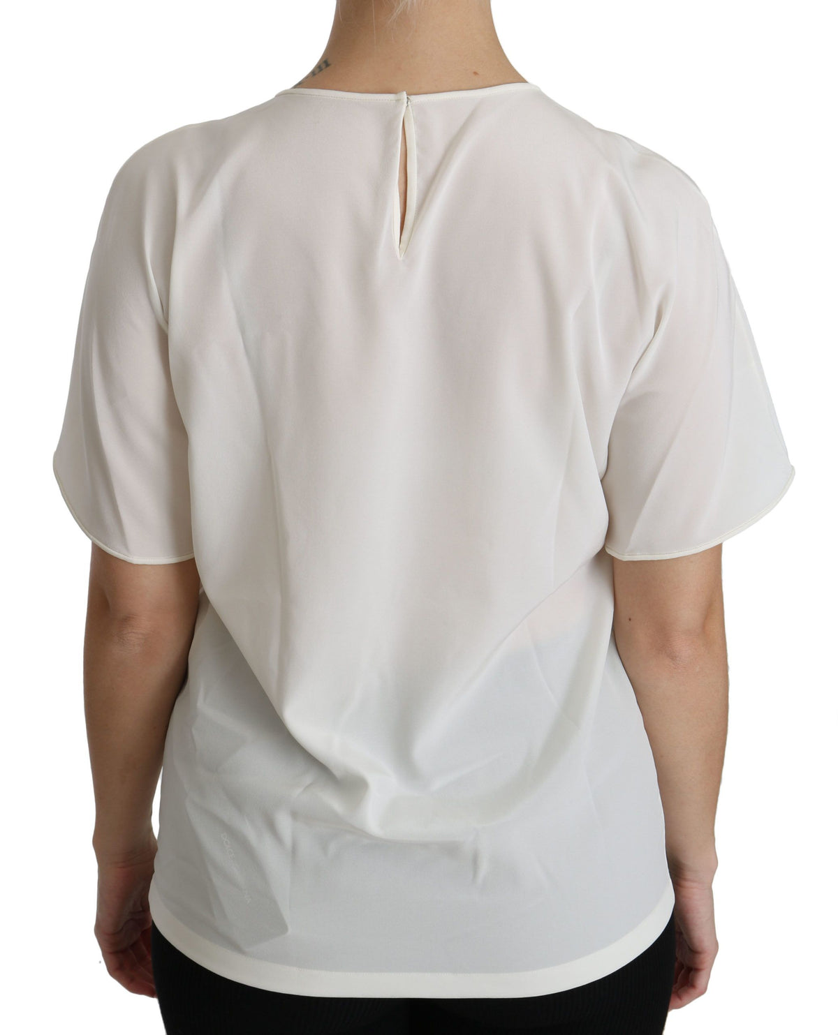 Blouse blanche à manches courtes Dolce &amp; Gabbana avec patch #dgfamily