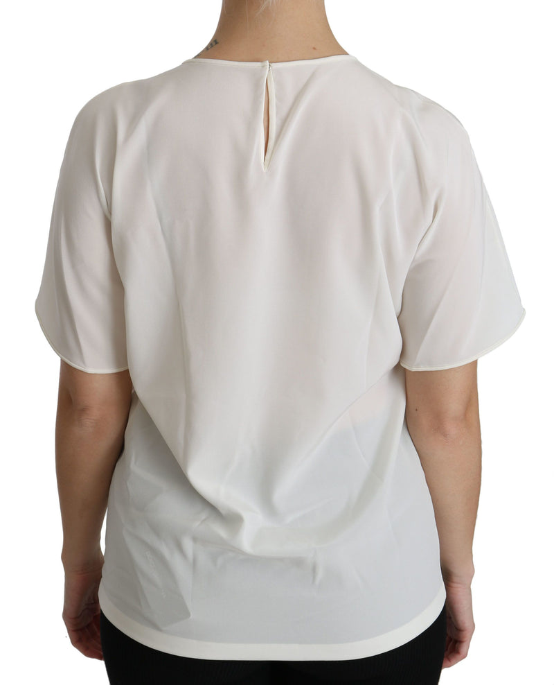 Blouse blanche à manches courtes Dolce &amp; Gabbana avec patch #dgfamily