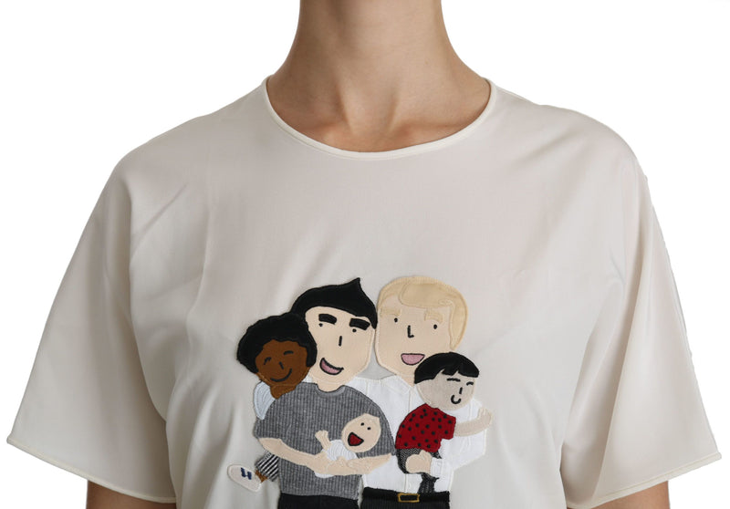 Blouse blanche à manches courtes Dolce &amp; Gabbana avec patch #dgfamily
