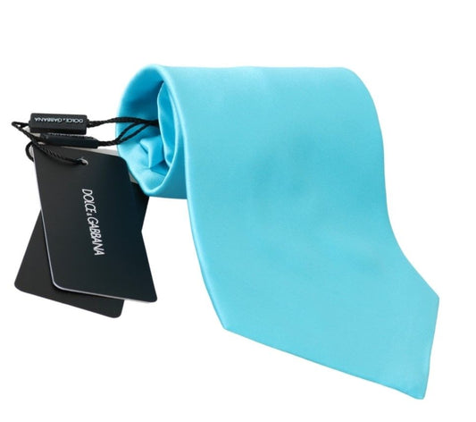 Dolce &amp; Gabbana lichtblauwe brede stropdasaccessoire voor heren, 100% zijden stropdas
